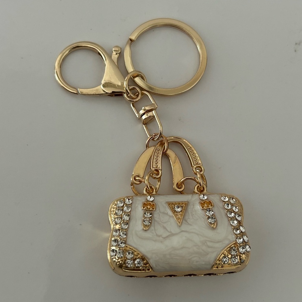 White Purse Bag Charm Keychain Handbag Charm - Picture 3 of 10